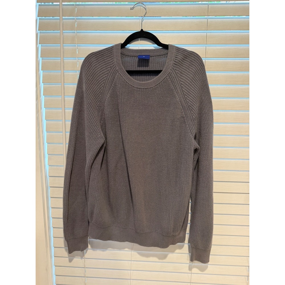 Minted New York Mens XL Charcoal Grey Cotton Raglan Crewneck Shaker Knit Sweater